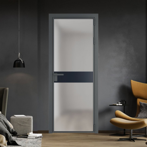 Межкомнатная дверь ProfilDoors 6 AG стекло Матовое цвет профиля Серая ночь вставка Нэви Блу