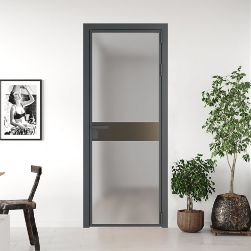 Межкомнатная дверь ProfilDoors 6 AG стекло Матовое цвет профиля Серая ночь вставка Перламутр бронза