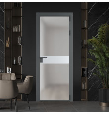 Межкомнатная дверь ProfilDoors 6 AG стекло Матовое цвет профиля Серая ночь вставка Вайт