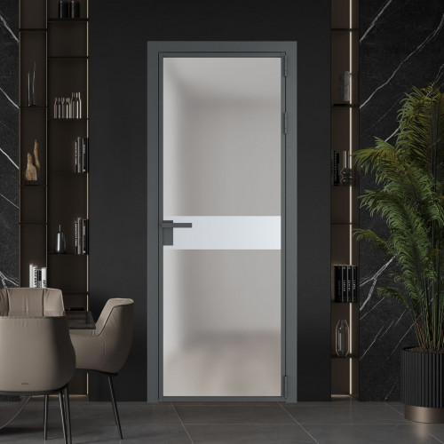 Межкомнатная дверь ProfilDoors 6 AG стекло Матовое цвет профиля Серая ночь вставка Вайт
