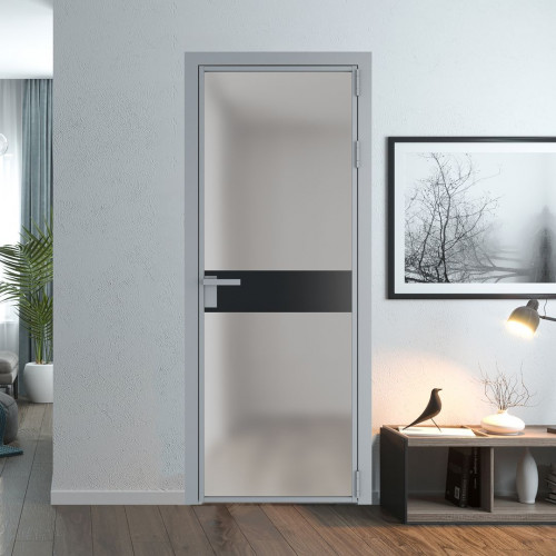 Межкомнатная дверь ProfilDoors 6 AG стекло Матовое цвет профиля Серебро вставка Блэк