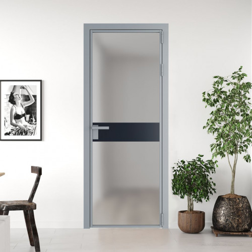 Межкомнатная дверь ProfilDoors 6 AG стекло Матовое цвет профиля Серебро вставка Нэви Блу