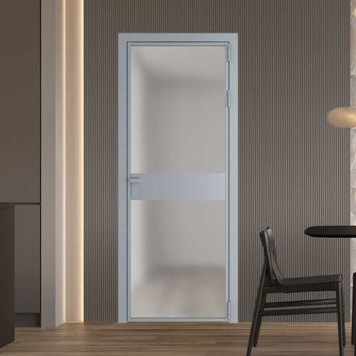 Межкомнатная дверь ProfilDoors 6 AG стекло Матовое цвет профиля Серебро вставка Смоки