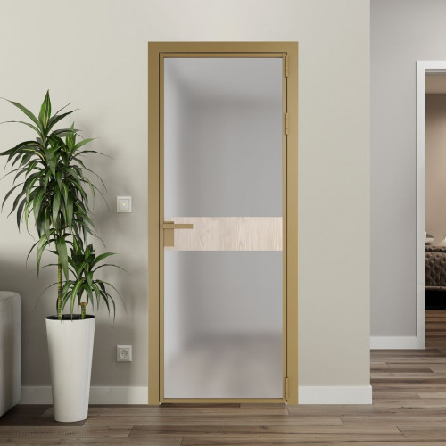 Межкомнатная дверь ProfilDoors 6 AG стекло Матовое цвет профиля Золото вставка Каштан светлый