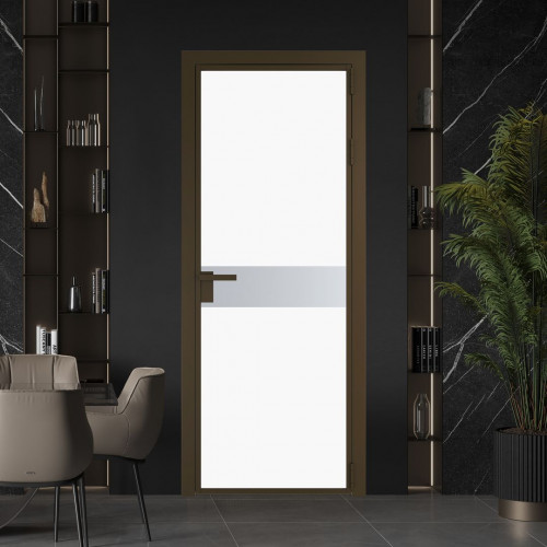 Межкомнатная дверь ProfilDoors 6 AG стекло Монохром белый просветленный триплекс цвет профиля Деорэ вставка Лайт Грей