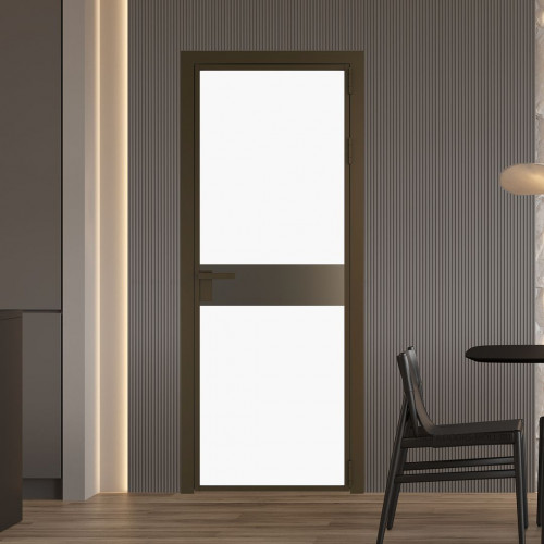 Межкомнатная дверь ProfilDoors 6 AG стекло Монохром белый просветленный триплекс цвет профиля Деорэ вставка Перламутр бронза