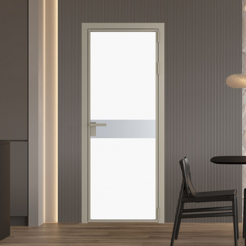 Межкомнатная дверь ProfilDoors 6 AG стекло Монохром белый просветленный триплекс цвет профиля Никель матовый вставка Лайт Грей