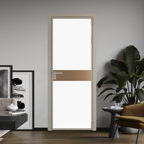 Межкомнатная дверь ProfilDoors 6 AG стекло Монохром белый просветленный триплекс цвет профиля Никель матовый вставка Перламутр золото