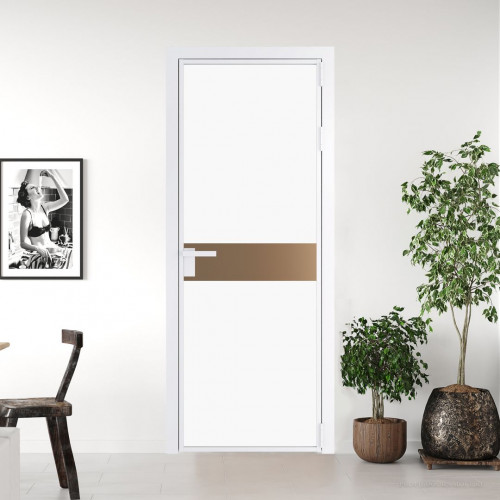 Межкомнатная дверь ProfilDoors 6 AG стекло Монохром белый просветленный триплекс цвет профиля Вайт вставка Перламутр золото