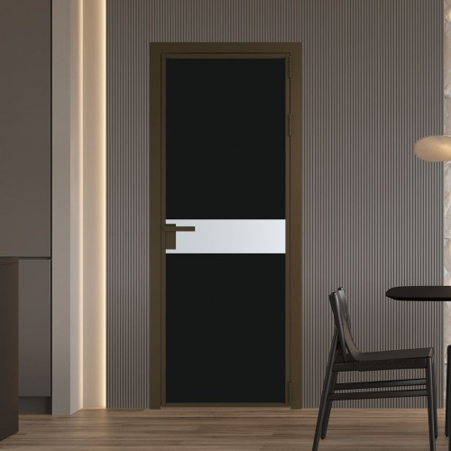 Межкомнатная дверь ProfilDoors 6 AG стекло Монохром черный триплекс цвет профиля Деорэ вставка Вайт