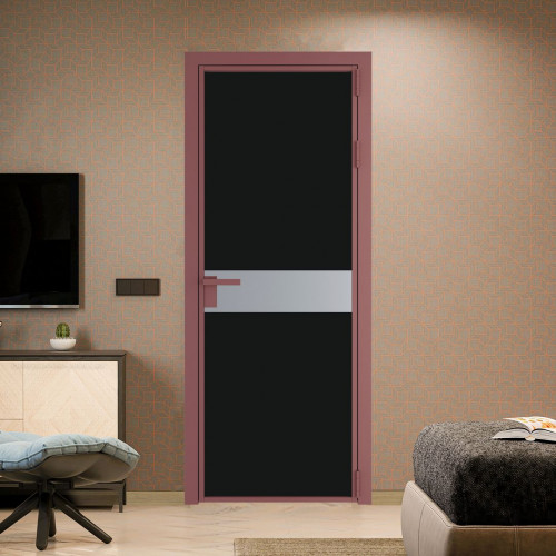 Межкомнатная дверь ProfilDoors 6 AG стекло Монохром черный триплекс цвет профиля Красный антрацит вставка Смоки