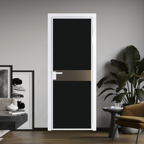 Межкомнатная дверь ProfilDoors 6 AG стекло Монохром черный триплекс цвет профиля Вайт вставка Перламутр бронза