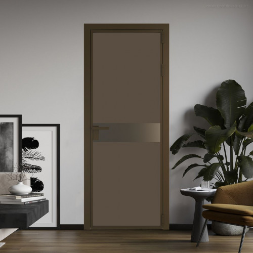 Межкомнатная дверь ProfilDoors 6 AG стекло Монохром гляссе триплекс цвет профиля Деорэ вставка Перламутр бронза