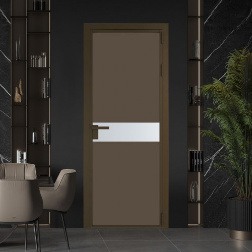 Межкомнатная дверь ProfilDoors 6 AG стекло Монохром гляссе триплекс цвет профиля Деорэ вставка Вайт