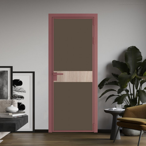 Межкомнатная дверь ProfilDoors 6 AG стекло Монохром гляссе триплекс цвет профиля Красный антрацит вставка Дуб Сонома