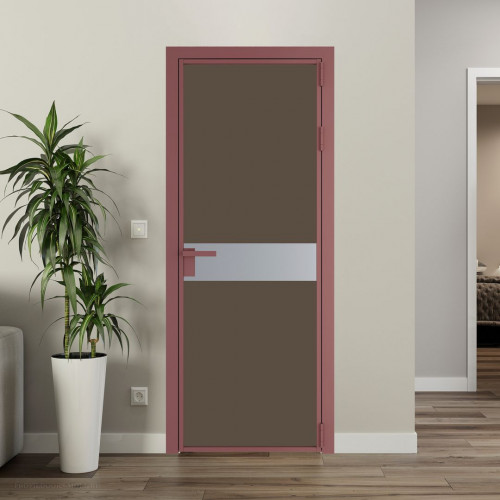 Межкомнатная дверь ProfilDoors 6 AG стекло Монохром гляссе триплекс цвет профиля Красный антрацит вставка Смоки