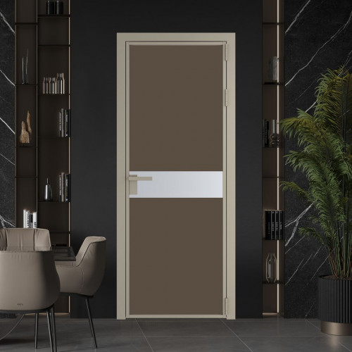 Межкомнатная дверь ProfilDoors 6 AG стекло Монохром гляссе триплекс цвет профиля Никель матовый вставка Лайт Грей