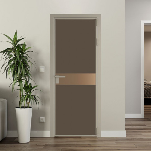 Межкомнатная дверь ProfilDoors 6 AG стекло Монохром гляссе триплекс цвет профиля Никель матовый вставка Перламутр золото
