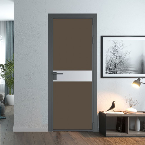 Межкомнатная дверь ProfilDoors 6 AG стекло Монохром гляссе триплекс цвет профиля Серая ночь вставка Лайт Грей
