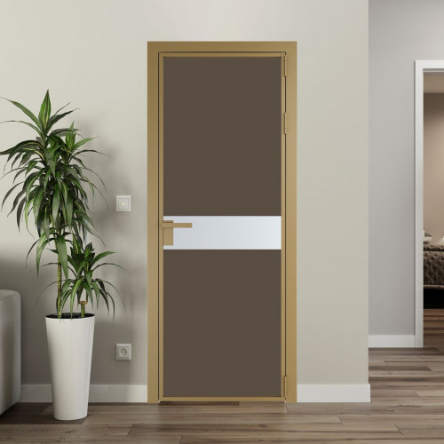 Межкомнатная дверь ProfilDoors 6 AG стекло Монохром гляссе триплекс цвет профиля Золото вставка Вайт