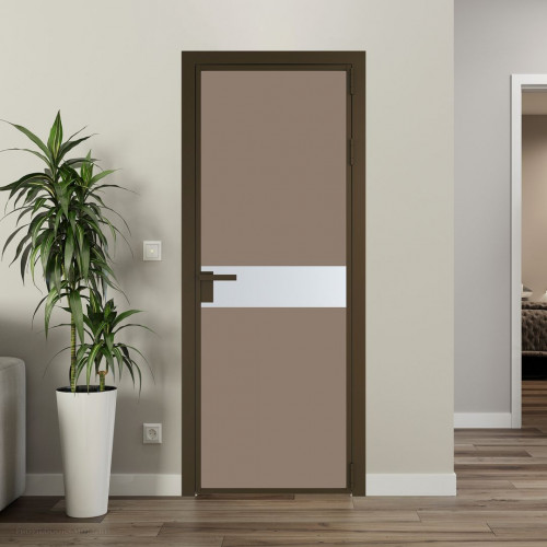 Межкомнатная дверь ProfilDoors 6 AG стекло Монохром капучино триплекс цвет профиля Деорэ вставка Вайт