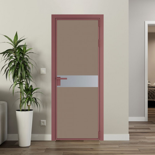 Межкомнатная дверь ProfilDoors 6 AG стекло Монохром капучино триплекс цвет профиля Красный антрацит вставка Смоки