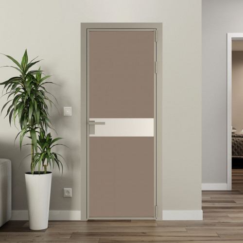 Межкомнатная дверь ProfilDoors 6 AG стекло Монохром капучино триплекс цвет профиля Никель матовый вставка Кремовая Магнолия