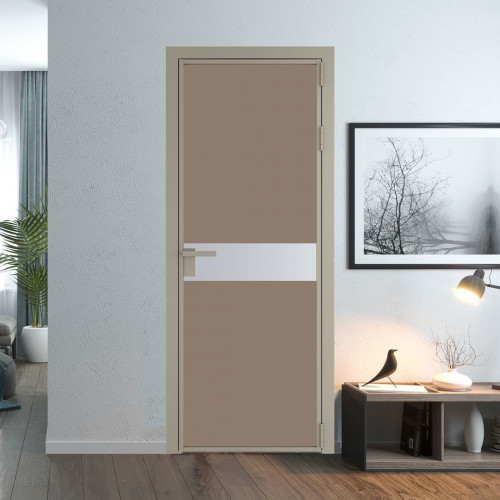 Межкомнатная дверь ProfilDoors 6 AG стекло Монохром капучино триплекс цвет профиля Никель матовый вставка Лайт Грей