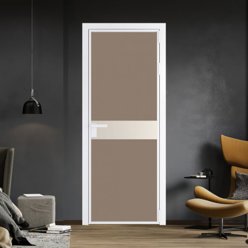 Межкомнатная дверь ProfilDoors 6 AG стекло Монохром капучино триплекс цвет профиля Вайт вставка Кремовая Магнолия
