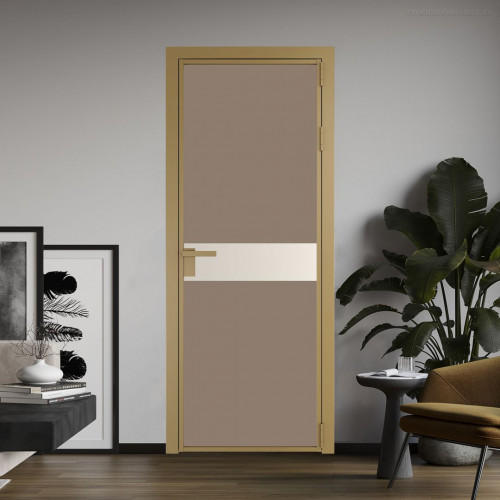 Межкомнатная дверь ProfilDoors 6 AG стекло Монохром капучино триплекс цвет профиля Золото вставка Кремовая Магнолия