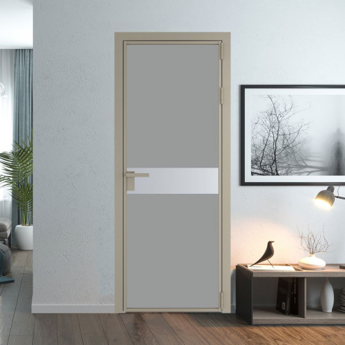 Межкомнатная дверь ProfilDoors 6 AG стекло Монохром серый триплекс цвет профиля Никель матовый вставка Лайт Грей