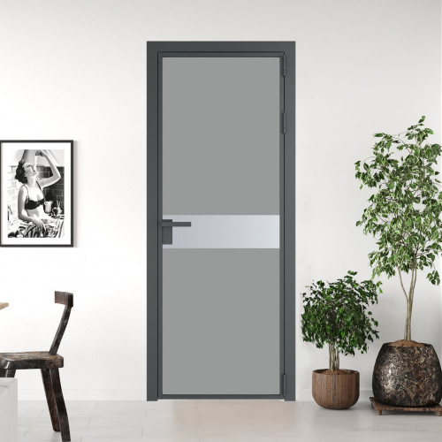 Межкомнатная дверь ProfilDoors 6 AG стекло Монохром серый триплекс цвет профиля Серая ночь вставка Лайт Грей