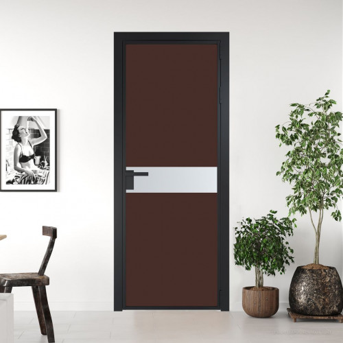 Межкомнатная дверь ProfilDoors 6 AG стекло Монохром шоколад триплекс цвет профиля Черный матовый вставка Вайт