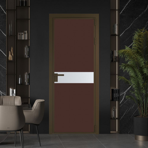 Межкомнатная дверь ProfilDoors 6 AG стекло Монохром шоколад триплекс цвет профиля Деорэ вставка Вайт