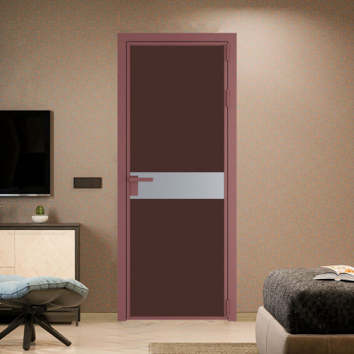 Межкомнатная дверь ProfilDoors 6 AG стекло Монохром шоколад триплекс цвет профиля Красный антрацит вставка Смоки