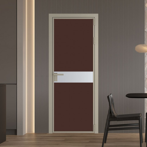 Межкомнатная дверь ProfilDoors 6 AG стекло Монохром шоколад триплекс цвет профиля Никель матовый вставка Лайт Грей