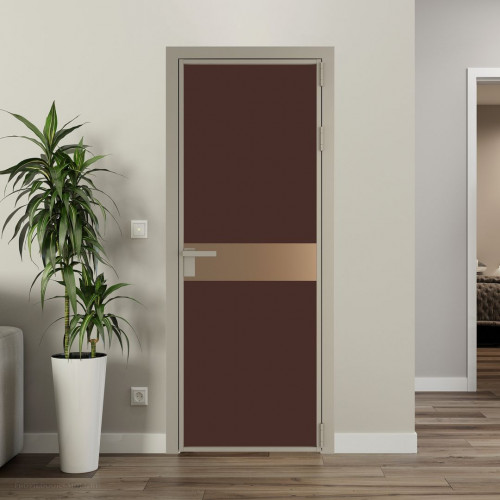 Межкомнатная дверь ProfilDoors 6 AG стекло Монохром шоколад триплекс цвет профиля Никель матовый вставка Перламутр золото