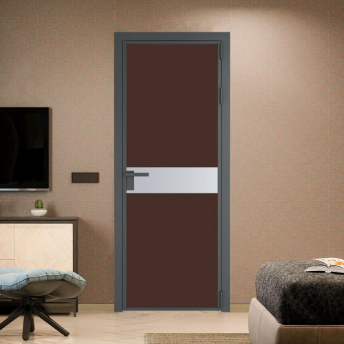 Межкомнатная дверь ProfilDoors 6 AG стекло Монохром шоколад триплекс цвет профиля Серая ночь вставка Лайт Грей