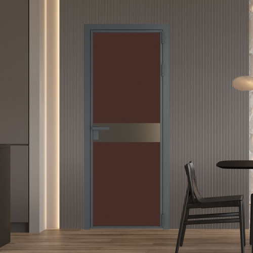 Межкомнатная дверь ProfilDoors 6 AG стекло Монохром шоколад триплекс цвет профиля Серая ночь вставка Перламутр бронза