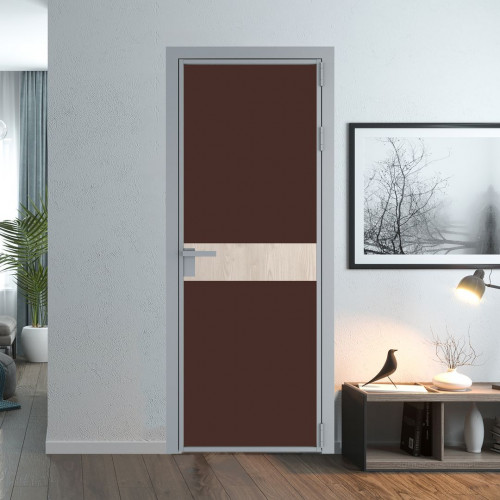 Межкомнатная дверь ProfilDoors 6 AG стекло Монохром шоколад триплекс цвет профиля Серебро вставка Каштан светлый