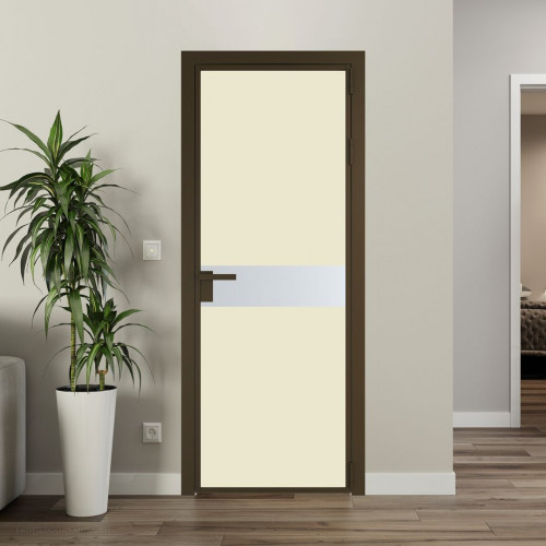 Межкомнатная дверь ProfilDoors 6 AG стекло Монохром жемчуг триплекс цвет профиля Деорэ вставка Вайт