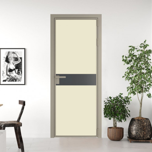 Межкомнатная дверь ProfilDoors 6 AG стекло Монохром жемчуг триплекс цвет профиля Никель матовый вставка Графит