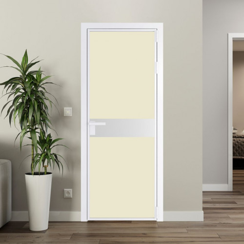 Межкомнатная дверь ProfilDoors 6 AG стекло Монохром жемчуг триплекс цвет профиля Вайт вставка Крем Вайт