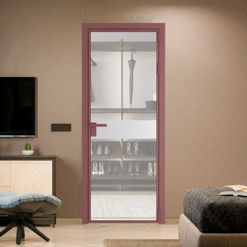 Межкомнатная дверь ProfilDoors 6 AG стекло Мору двухстороннее белое цвет профиля Красный антрацит вставка Крем Вайт