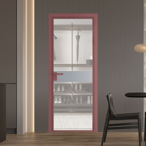 Межкомнатная дверь ProfilDoors 6 AG стекло Мору двухстороннее белое цвет профиля Красный антрацит вставка Смоки