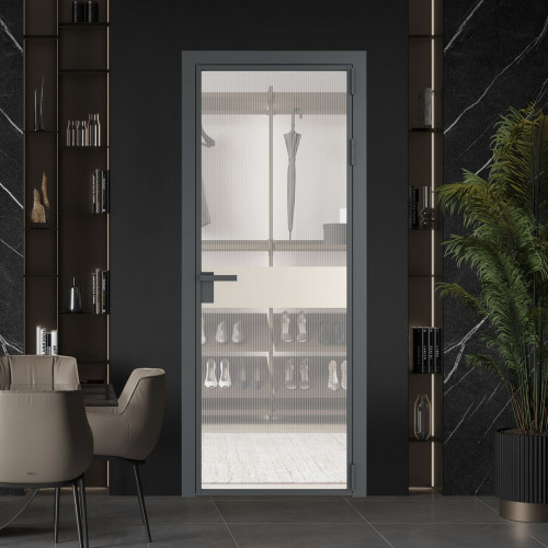 Межкомнатная дверь ProfilDoors 6 AG стекло Мору двухстороннее белое цвет профиля Серая ночь вставка Кремовая Магнолия