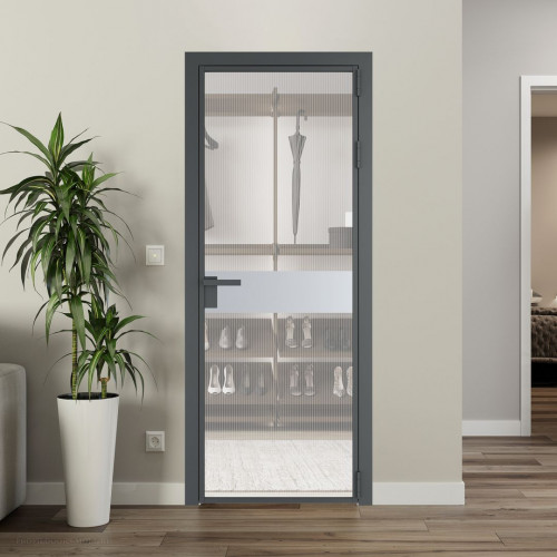 Межкомнатная дверь ProfilDoors 6 AG стекло Мору двухстороннее белое цвет профиля Серая ночь вставка Лайт Грей