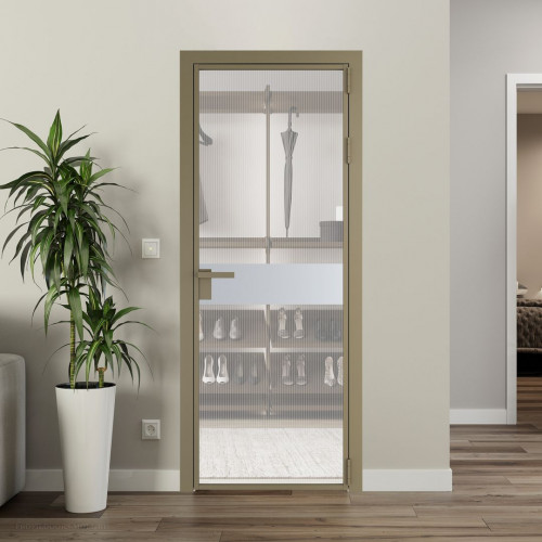 Межкомнатная дверь ProfilDoors 6 AG стекло Мору двухстороннее белое цвет профиля Шампань вставка Лайт Грей