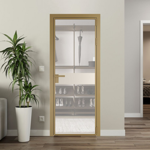 Межкомнатная дверь ProfilDoors 6 AG стекло Мору двухстороннее белое цвет профиля Золото вставка Кремовая Магнолия