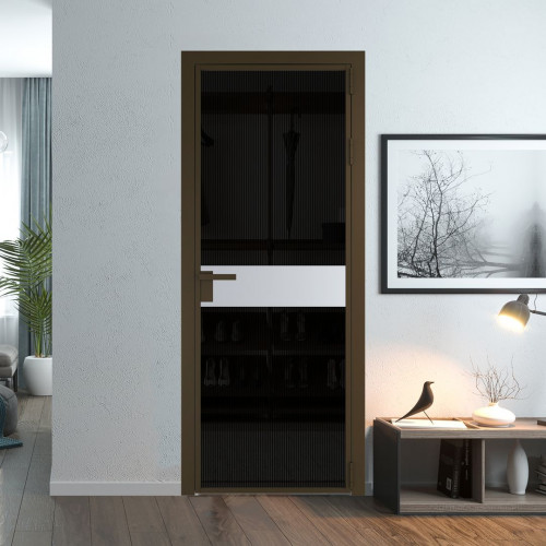 Межкомнатная дверь ProfilDoors 6 AG стекло Мору двухстороннее черное цвет профиля Деорэ вставка Лайт Грей